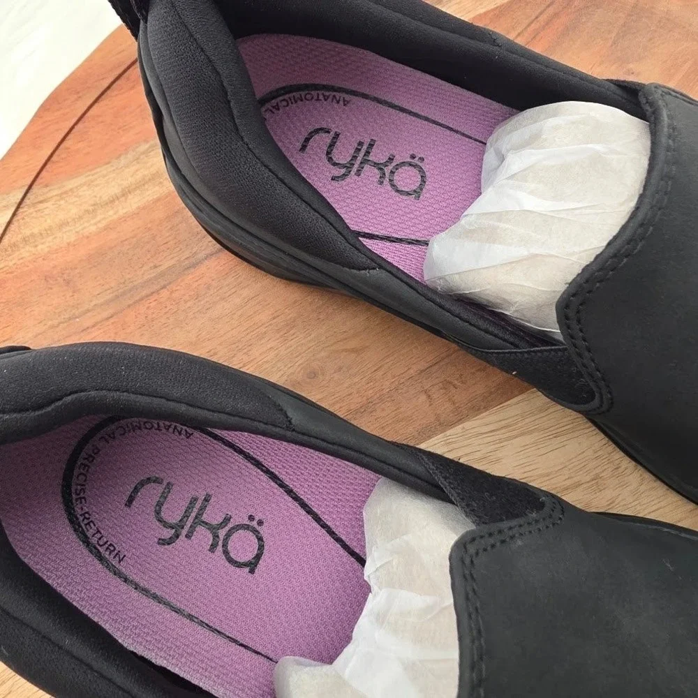 Ryka Echo Slip On‎ Black Casual Walking Shoes Womens 7.5 M RE-ZORB LITE Sneakers